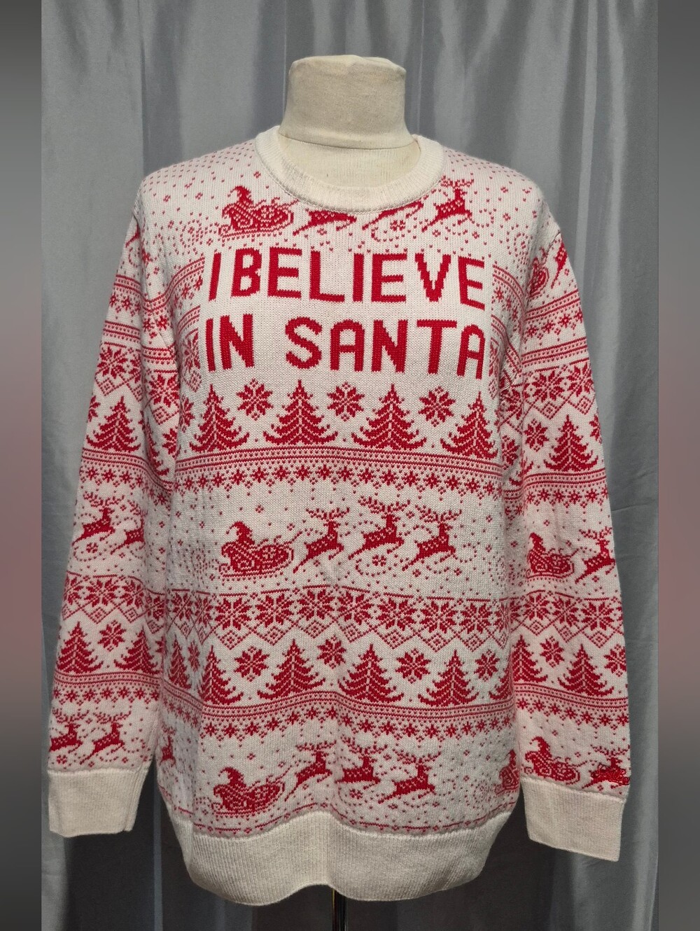 MC2 Saint Barth White & Red 'I Believe In Santa' Crewneck Sweater
